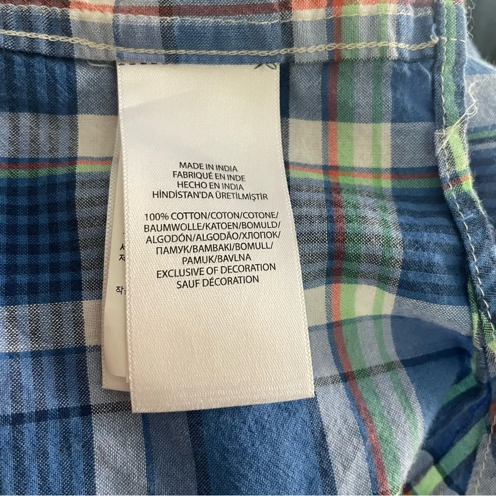 Ralph Lauren Boys XL 18-20 Blue Green Plaid Short Sleeve Button Down Shirt Pony